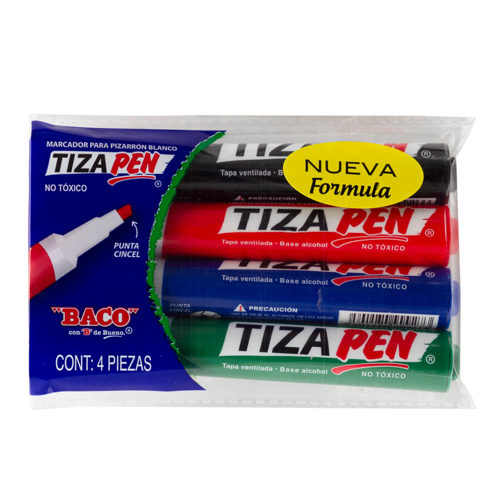 Marcador para Pizarrón Blanco | Tizapen | BACO | 4 Piezas