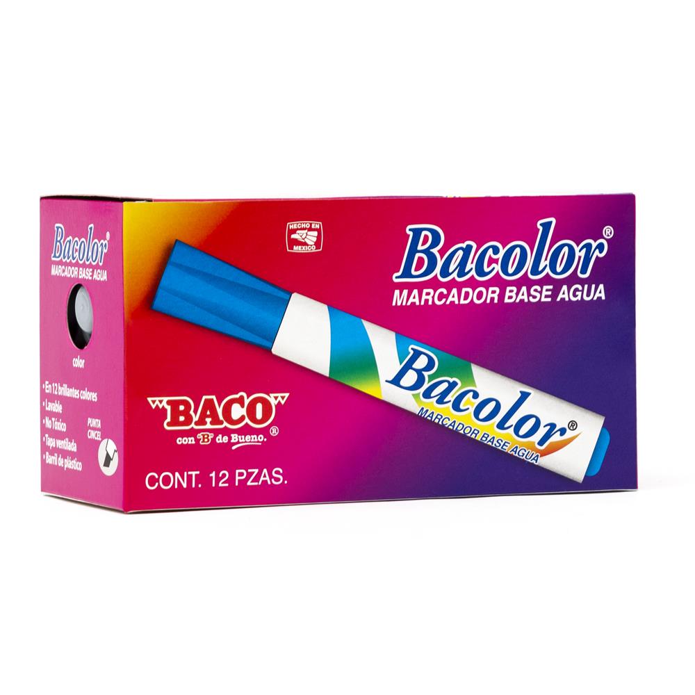 Marcador Base Agua Bacolor | BACO | Gris | 12 pzs