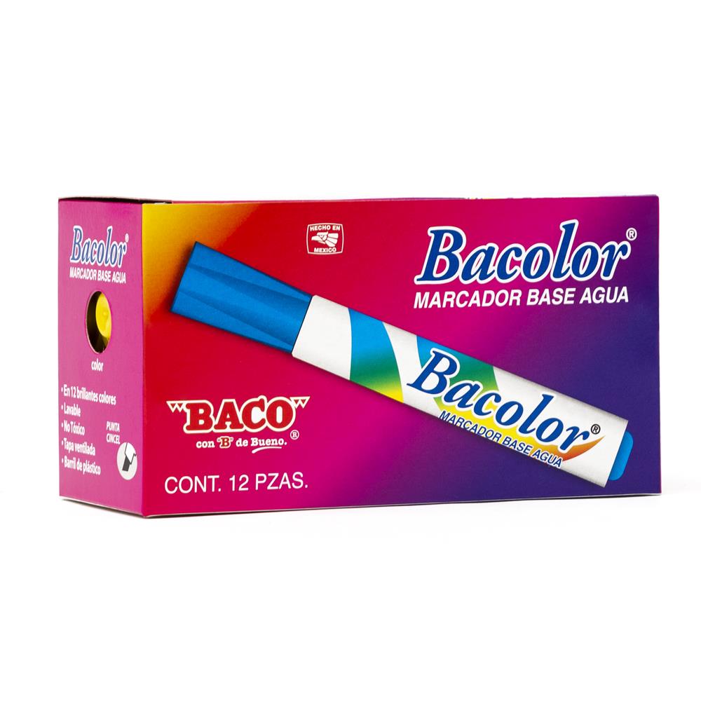 Marcador Base Agua Bacolor | BACO | Amarillo | 12 piezas