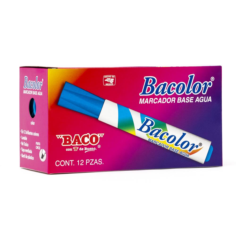 Marcador Base Agua Bacolor | BACO | Azul claro | 12 pzs