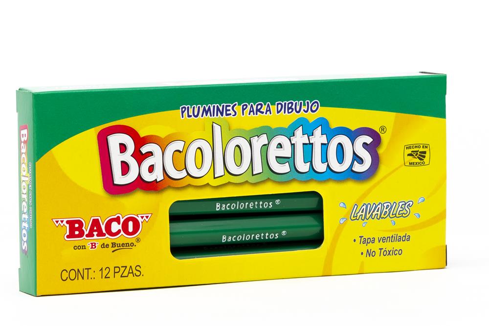 Marcador Base Agua Bacoloretto | Punto Fino | BACO | Verde Obscuro | 12 pzas