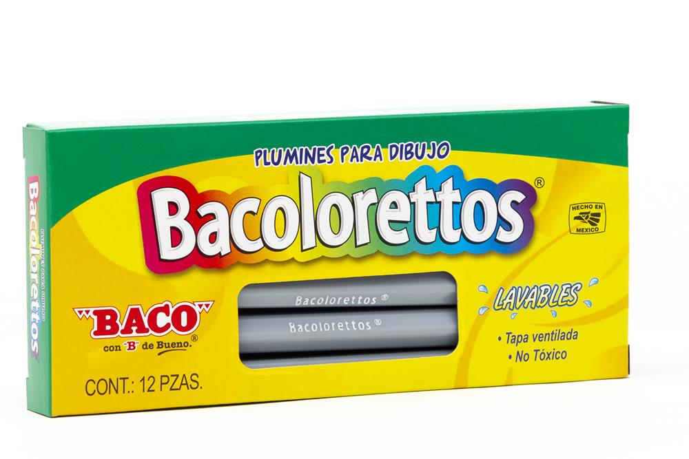 Marcador Base Agua Bacoloretto | Punto Fino | BACO | Gris | 12 pzas