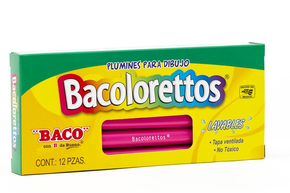 Marcador Base Agua Bacoloretto | Punto Fino | BACO | Rosa | 12 pzas