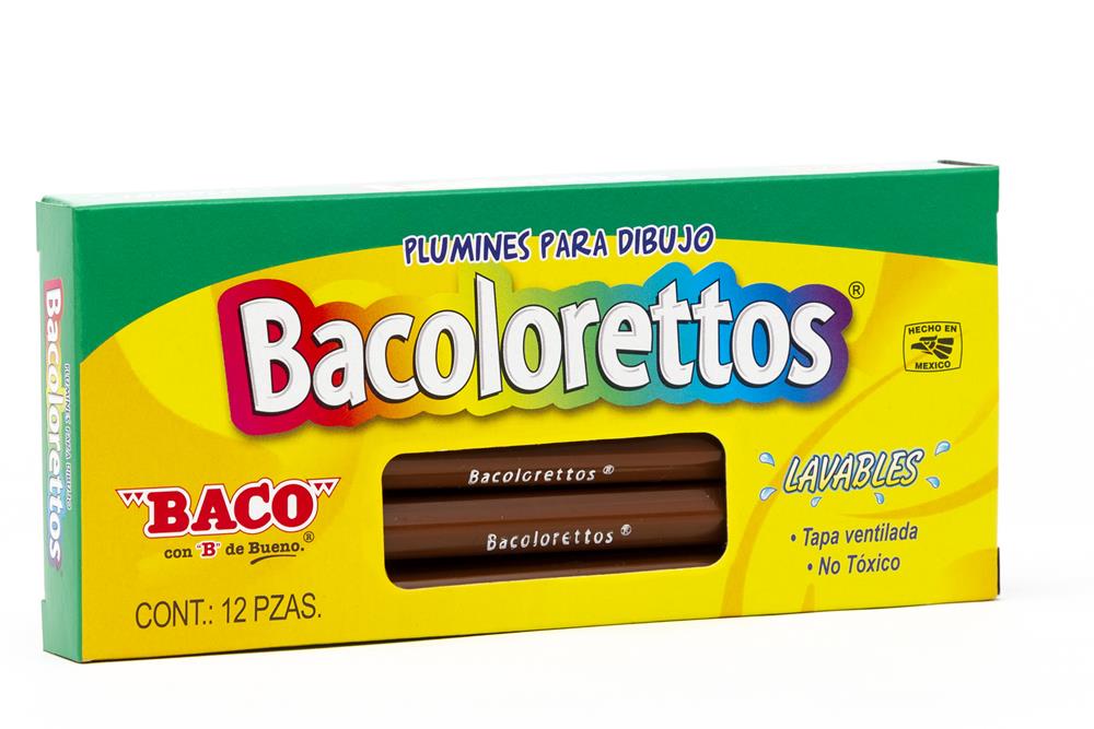 Marcador Base Agua Bacoloretto | Punto Fino | BACO | Café | 12 pzas