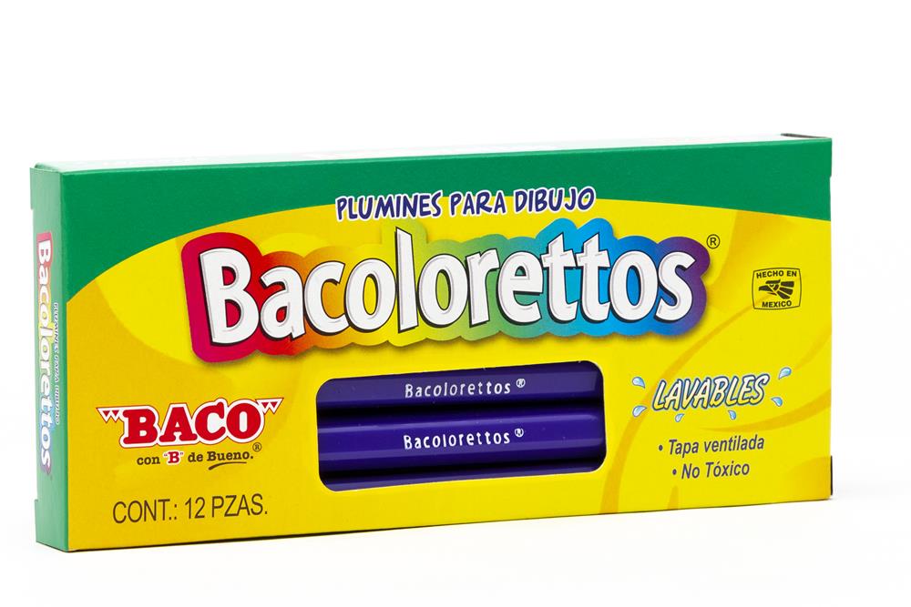 Marcador Base Agua Bacoloretto | Punto Fino | BACO | Morado | 12 pzas