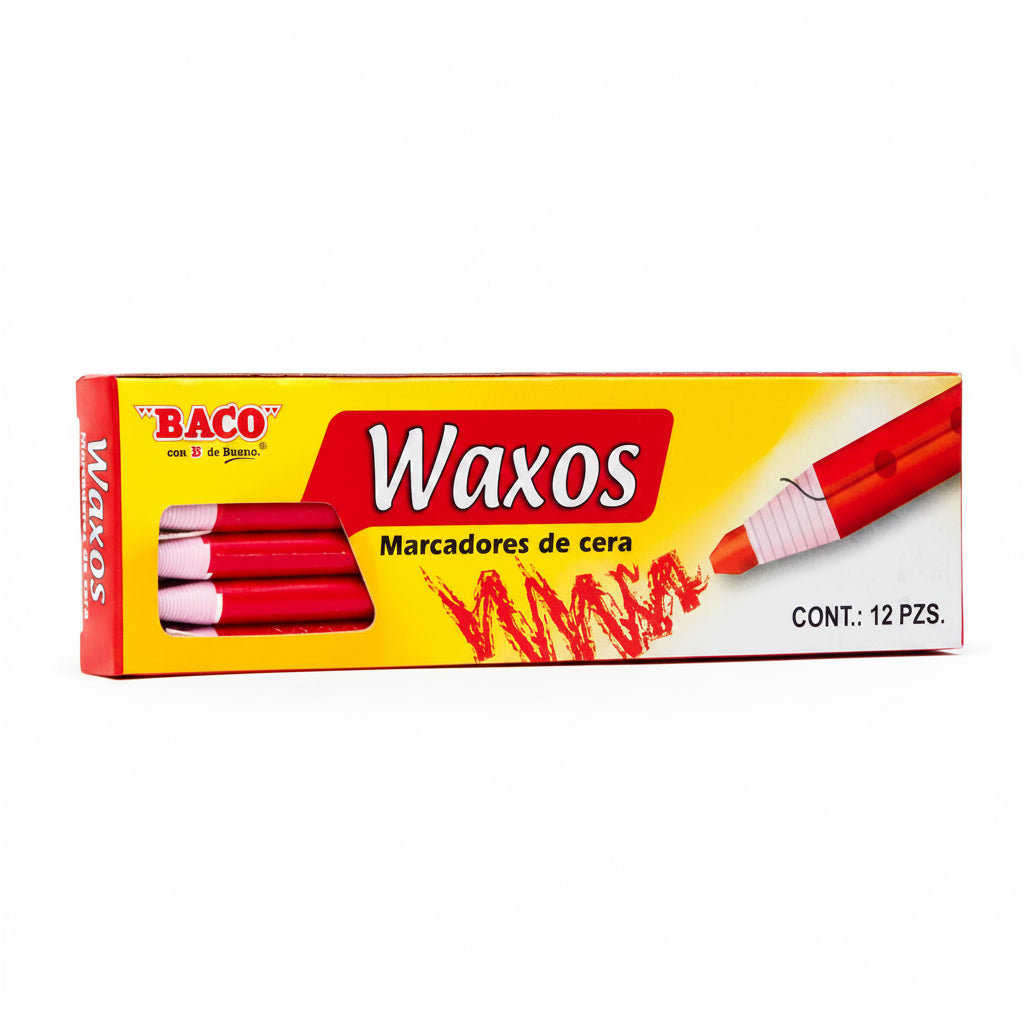 Marcador de Cera Waxos | Rojo | BACO | 12 pzas