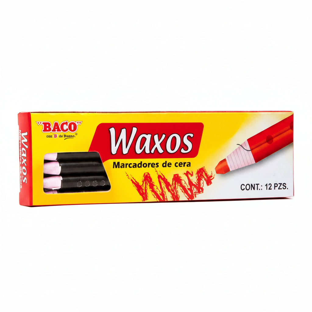 Marcador de Cera Waxos | Negro | BACO | 12 pzas