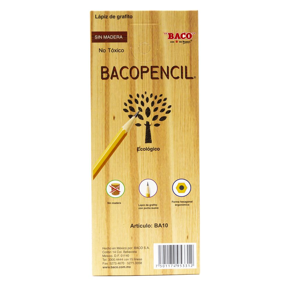 Lápiz de Grafito Bacopencil | HB/2 | BACO | Amarillo | Caja con 10 pzas