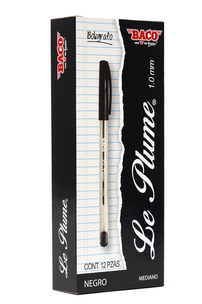 Bolígrafo | Le Plume | Negro | BACO | 12 piezas
