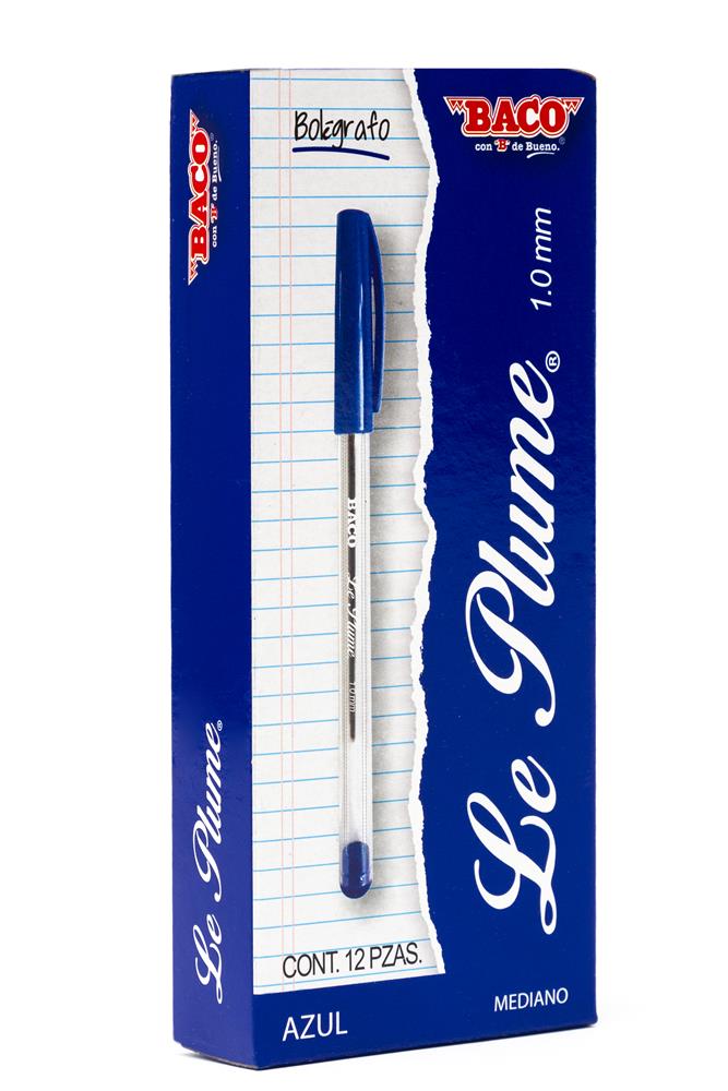Bolígrafo | Le Plume | Azul | BACO | 12 piezas