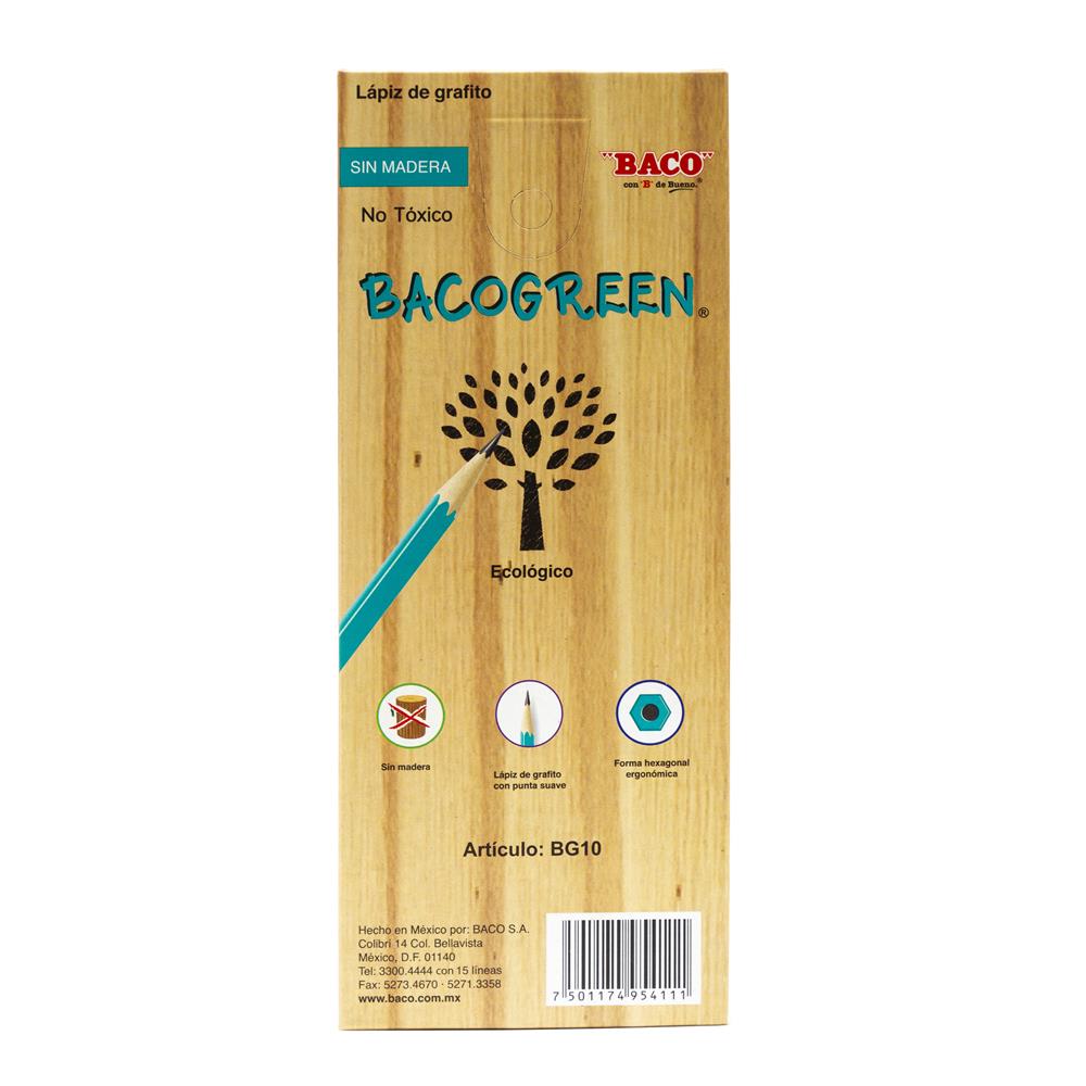Lápiz de Grafito | Bacogreen | HB/2 | BACO | Verde | 10 pzas