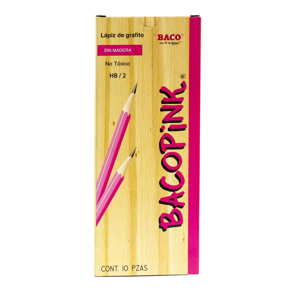 Lápiz de Grafito | Bacopink | HB/2 | BACO | Rosa | 10 pzas
