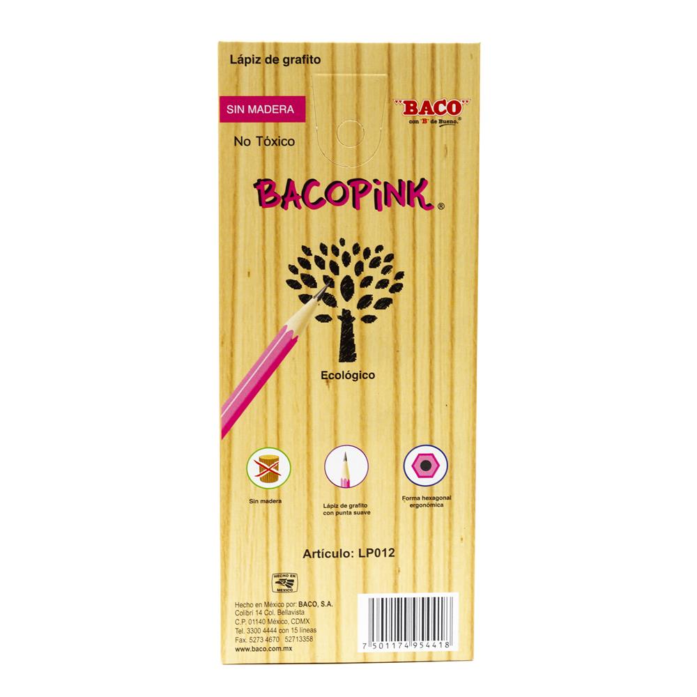 Lápiz de Grafito | Bacopink | HB/2 | BACO | Rosa | 10 pzas