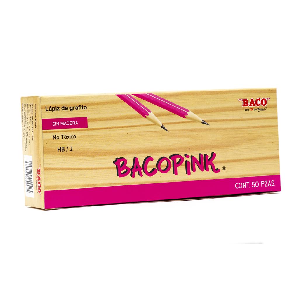 Lápiz de Grafito | Bacopink | HB/2 | BACO | Rosa | 50 pzas