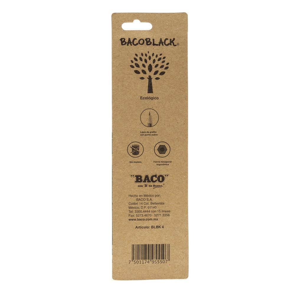 Lápiz de Grafito | Bacoblack | HB/2 | BACO | Negro | 4 pzas