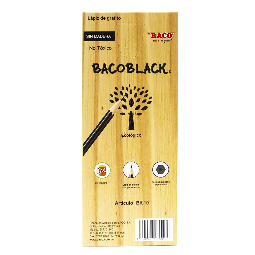 Lápiz de Grafito | Bacoblack | HB/2 | BACO | Negro | 10 pzas