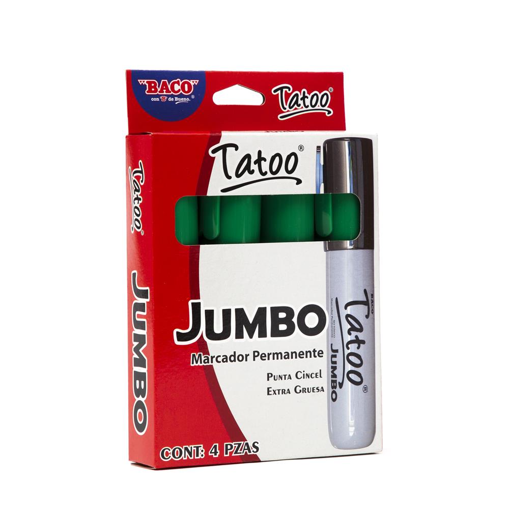 Marcador Permanente Tatoo | Jumbo | BACO | Verde | 4 pzs
