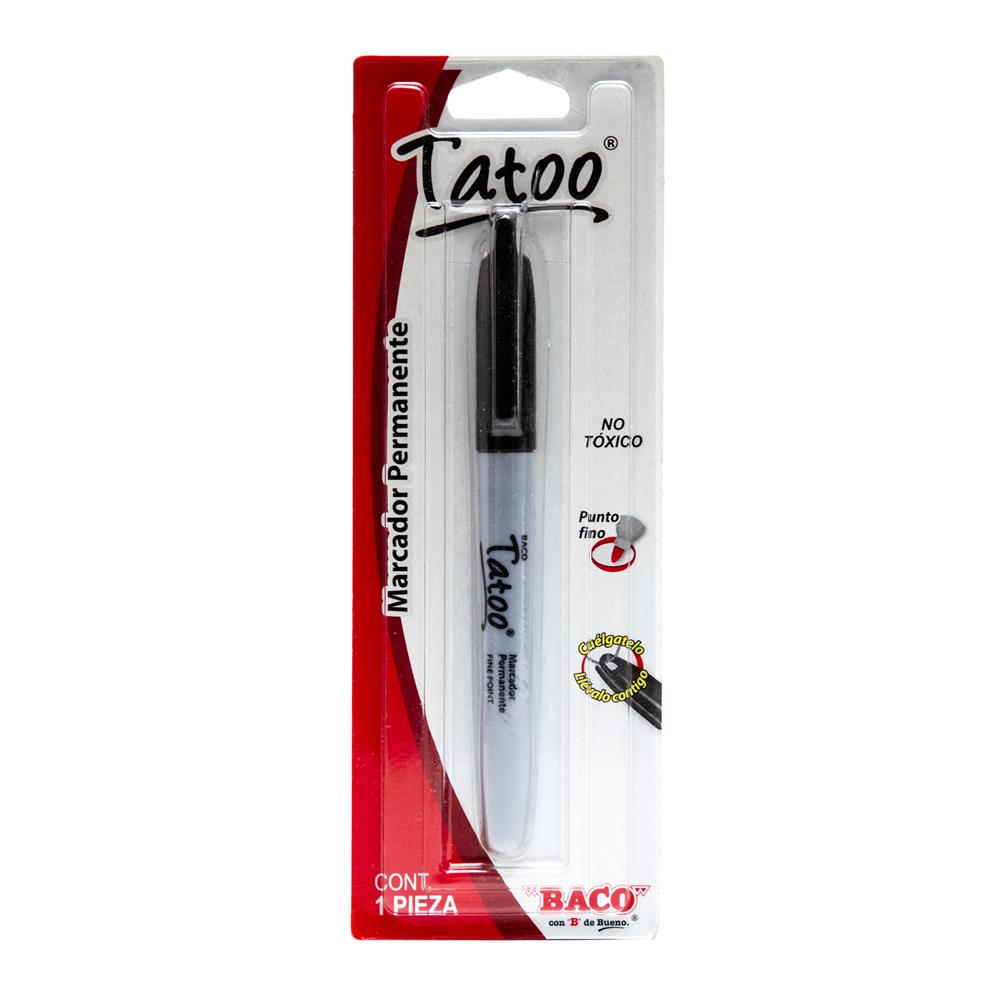 Marcador Permanente Tatoo | Punto Fino | BACO | Negro | 1 pza