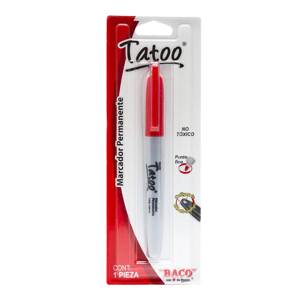 Marcador Permanente Tatoo | Punto Fino | BACO | Rojo | 1 pza