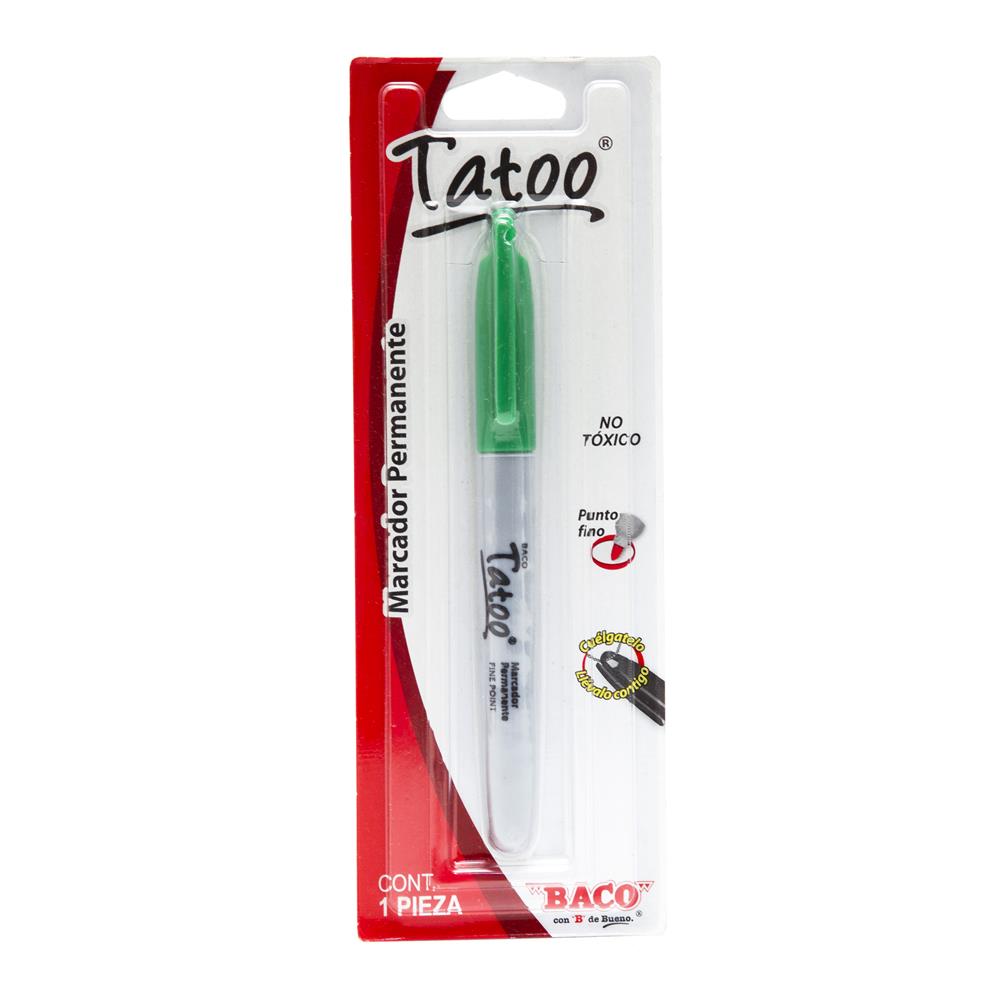 Marcador Permanente Tatoo | Punto Fino | BACO | Verde | 1 pza
