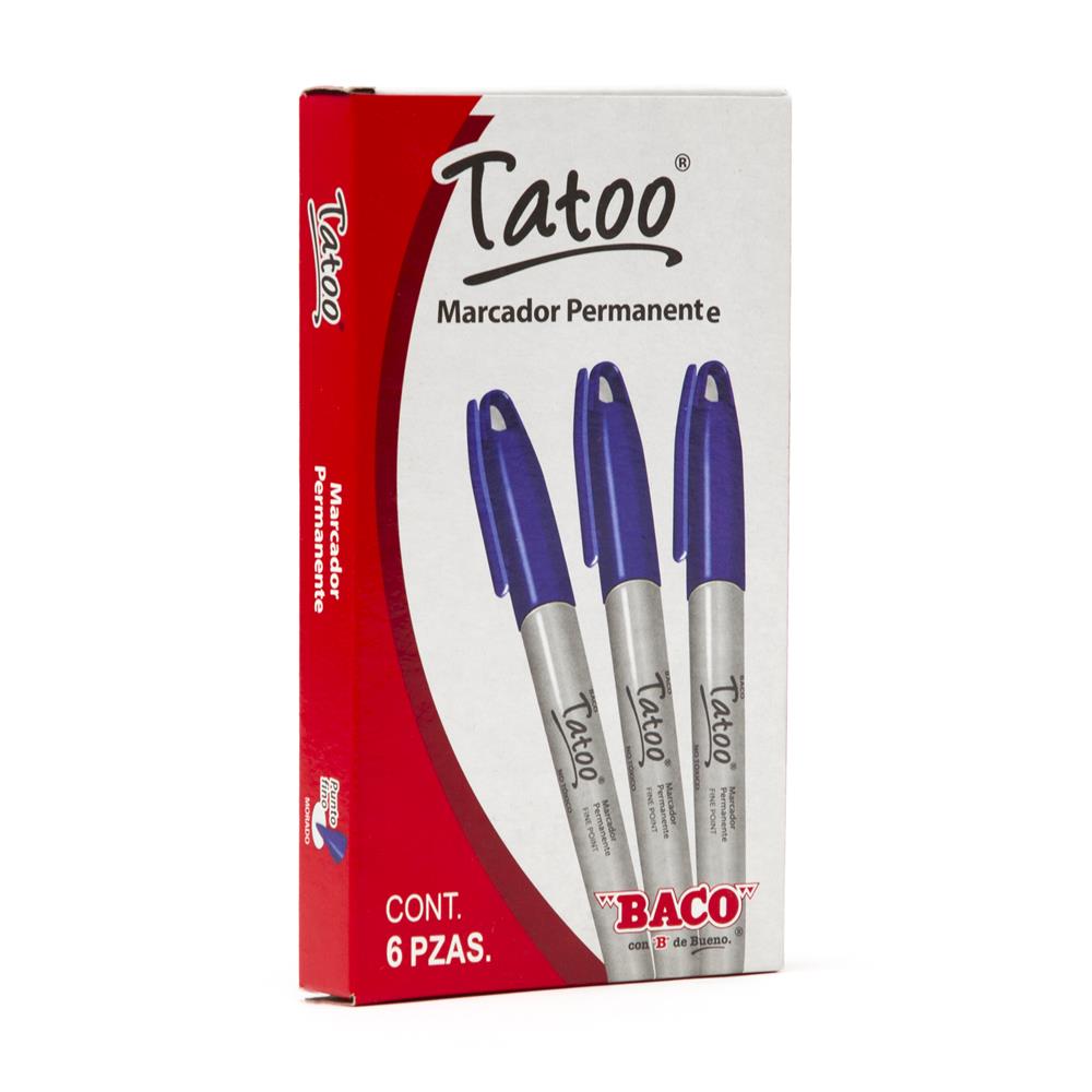 Marcador Permanente Tatoo | Punto Fino | BACO | Morado | 6 pzas