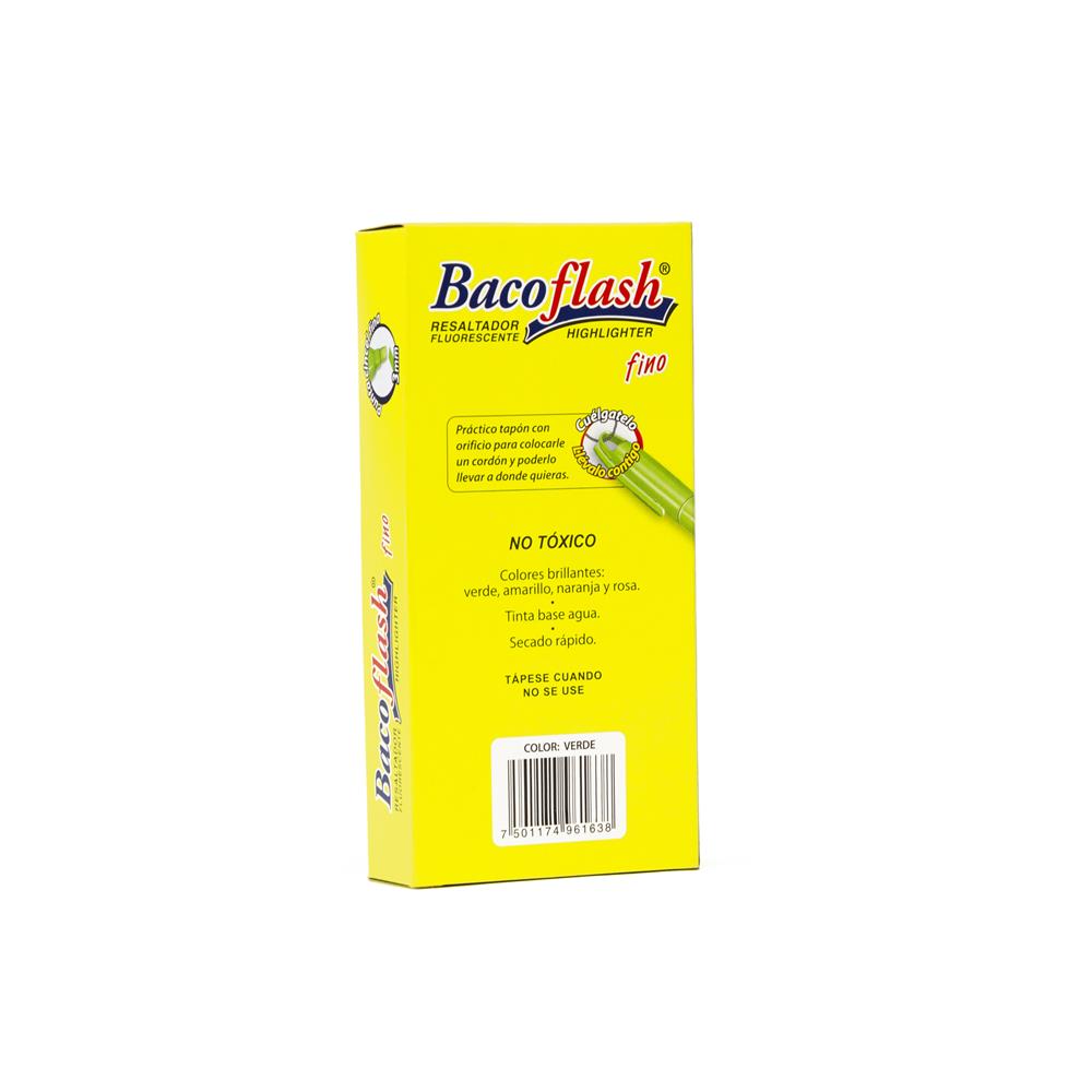 Resaltador | Punta Fina | Verde | BACO | 10 Piezas