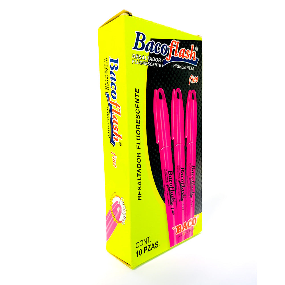 Resaltador | Punta Fina | Rosa |BACO | 10 Piezas