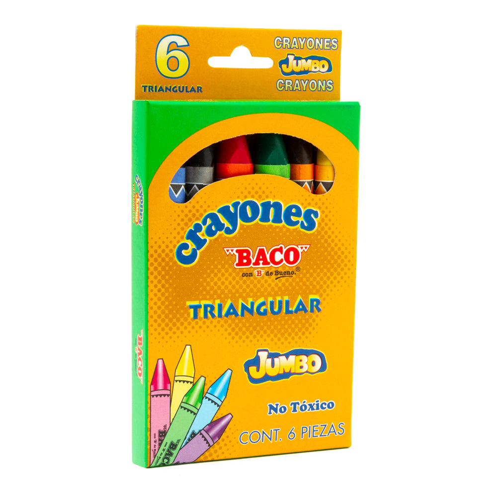Crayón | Jumbo | Triangular | BACO | 6 Piezas