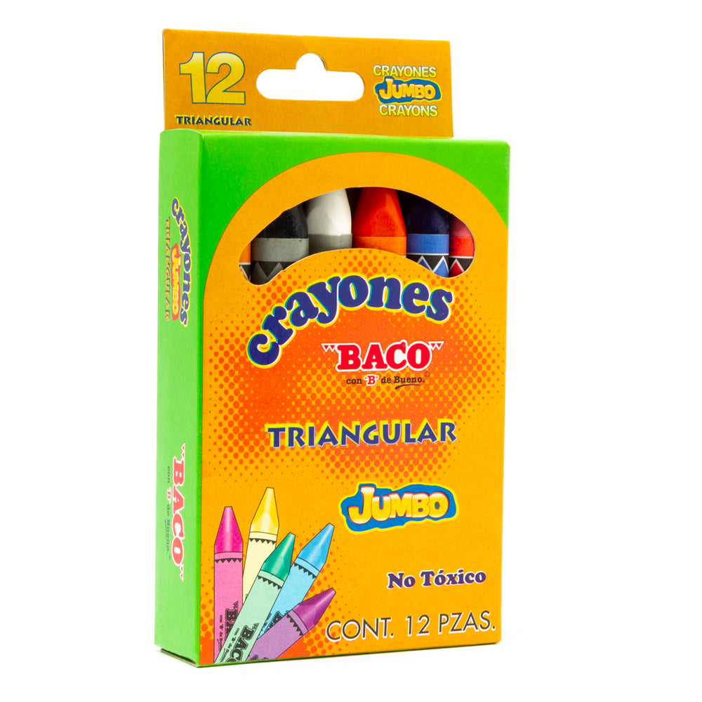 Crayón | Jumbo | Triangular | BACO | 12 Piezas