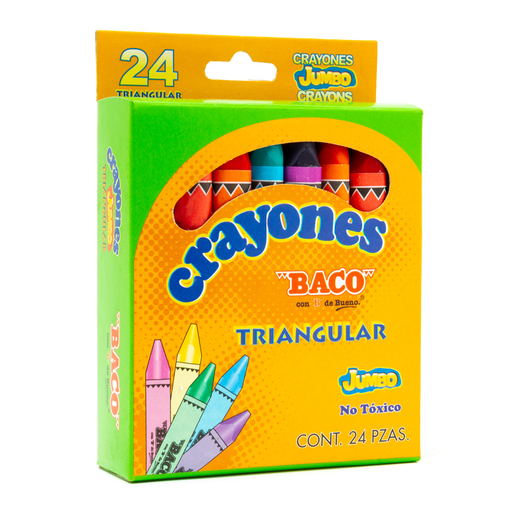 Crayón | Jumbo | Triangular | BACO | 24 Piezas