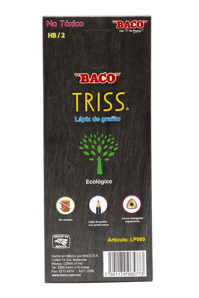Lápiz de Grafito | Bacotriss Triangular | HB/2 | BACO | 10 pzas