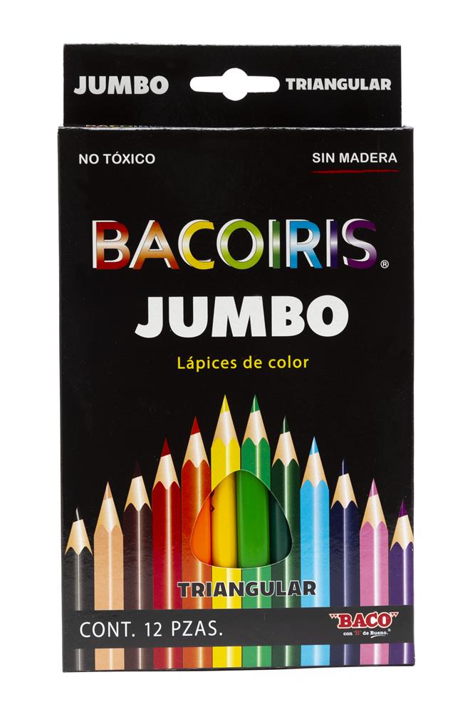 Lápices de Color Triangulares | Jumbo | Bacoiris | BACO | 12 colores