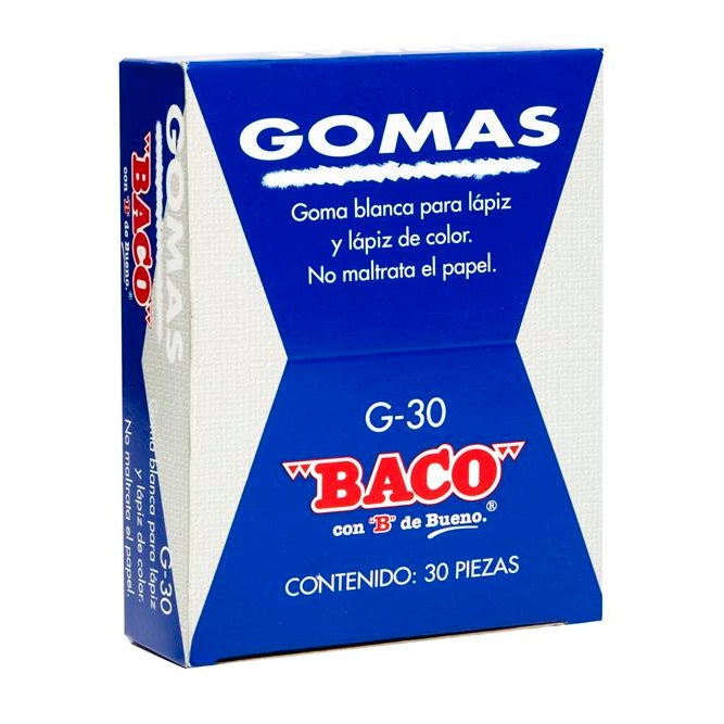 Goma Blanca Mediana | G-30 | BACO | 30 pzas