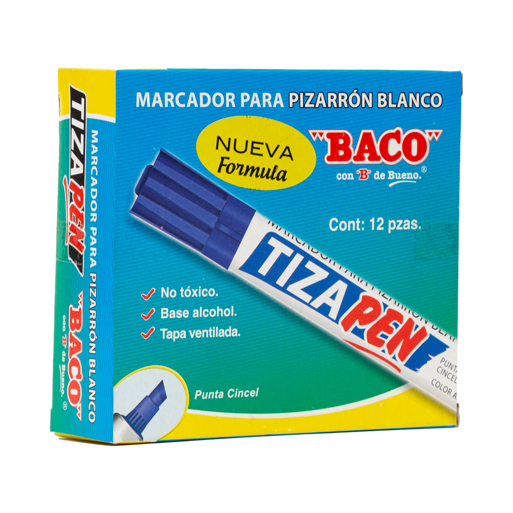Marcador Para Pizarrón Blanco Tizapen | BACO | Azul | 12 pzs
