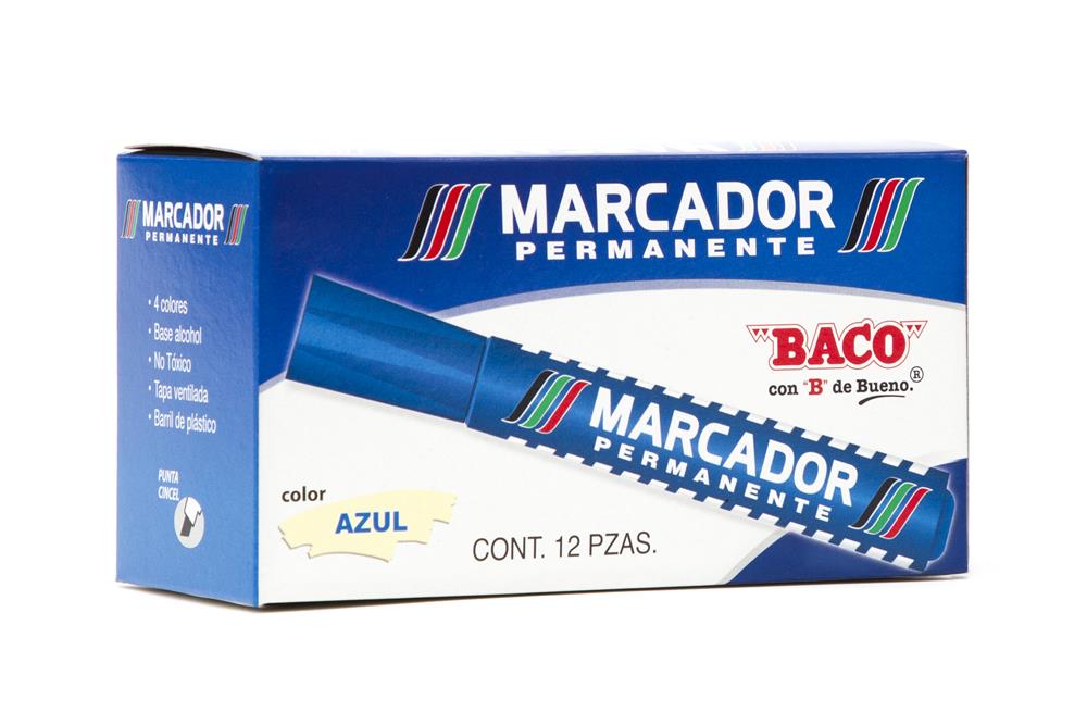 Marcador Permanente | Azul | BACO | 12 piezas