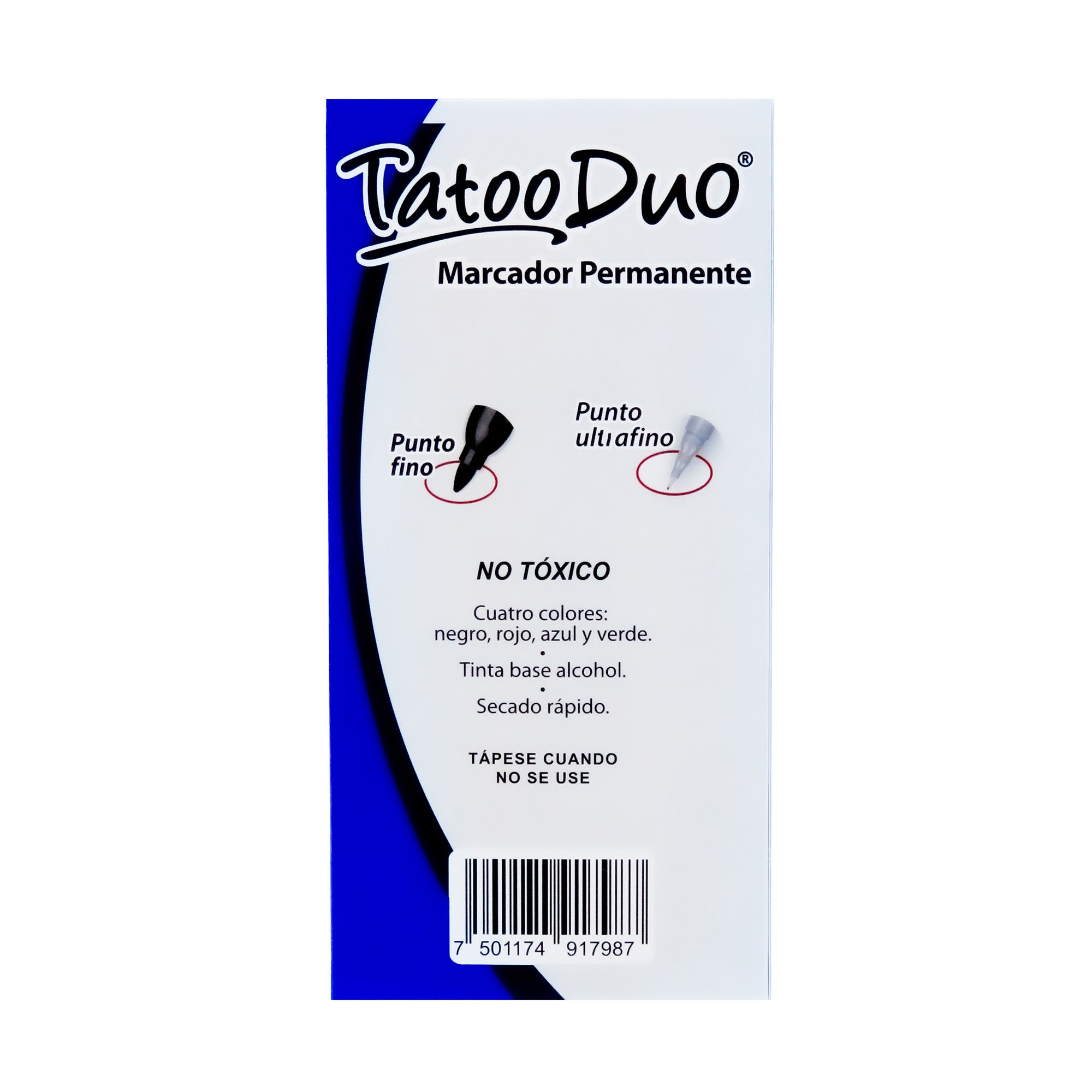 Marcador Permanente Tatoo Duo Negro | Caja /10