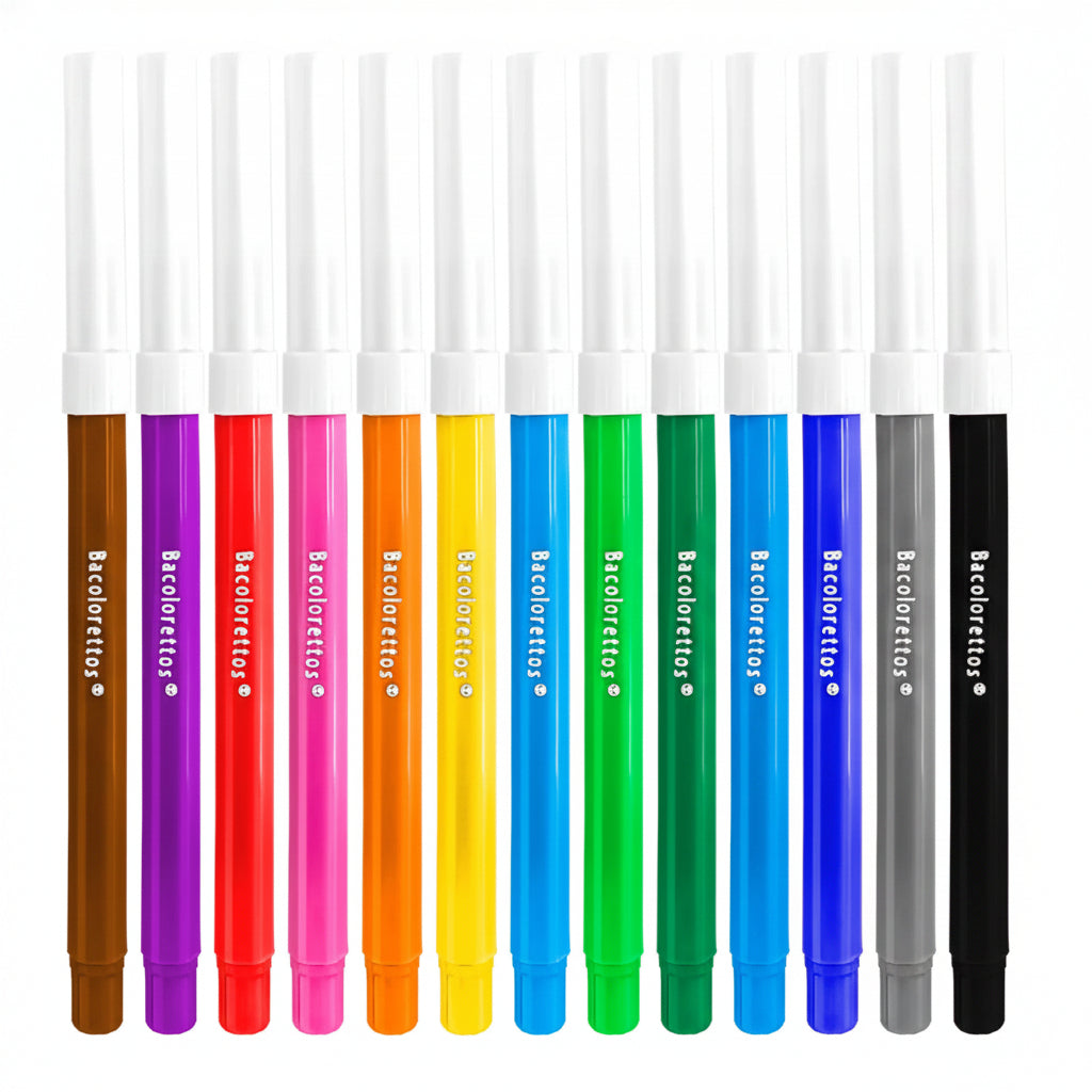 Marcador Base Agua Punto fino Bacoloretto Colores surtidos BACO 12 piezas