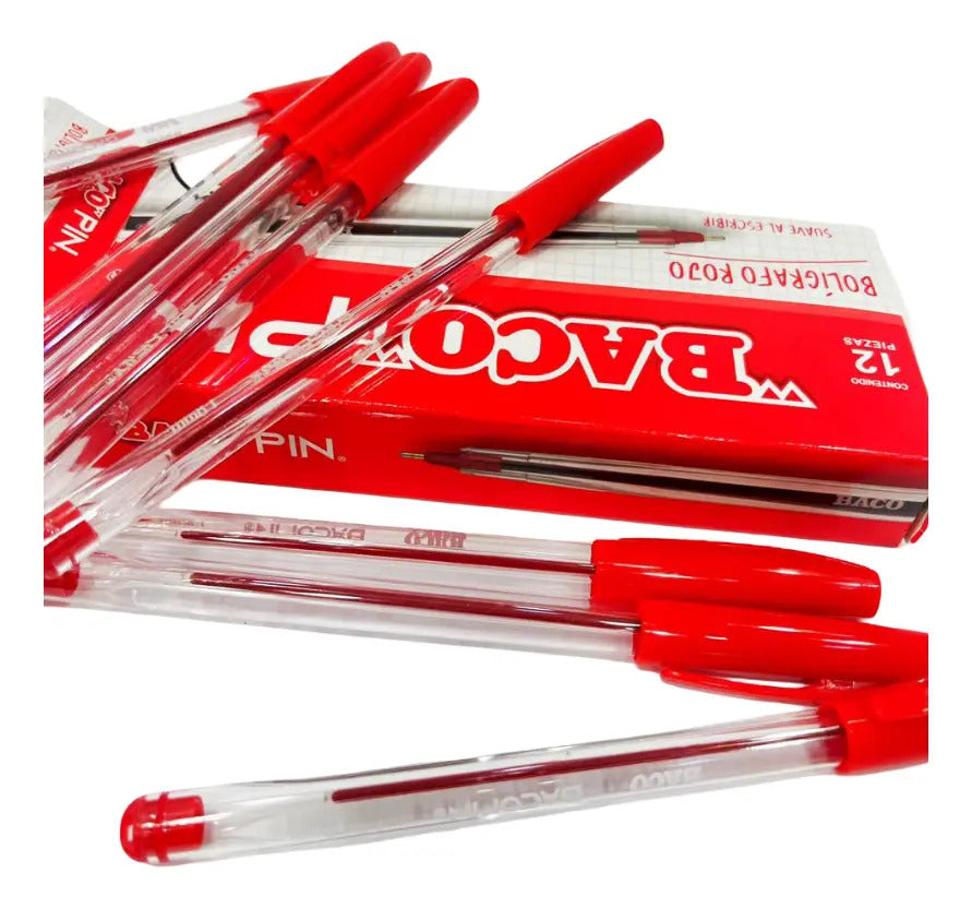 Bolígrafo Bacopin Rojo| Baco | caja C/12 piezas
