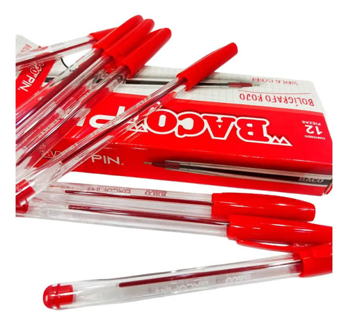 Bolígrafo Bacopin Rojo| Baco | caja C/12 piezas