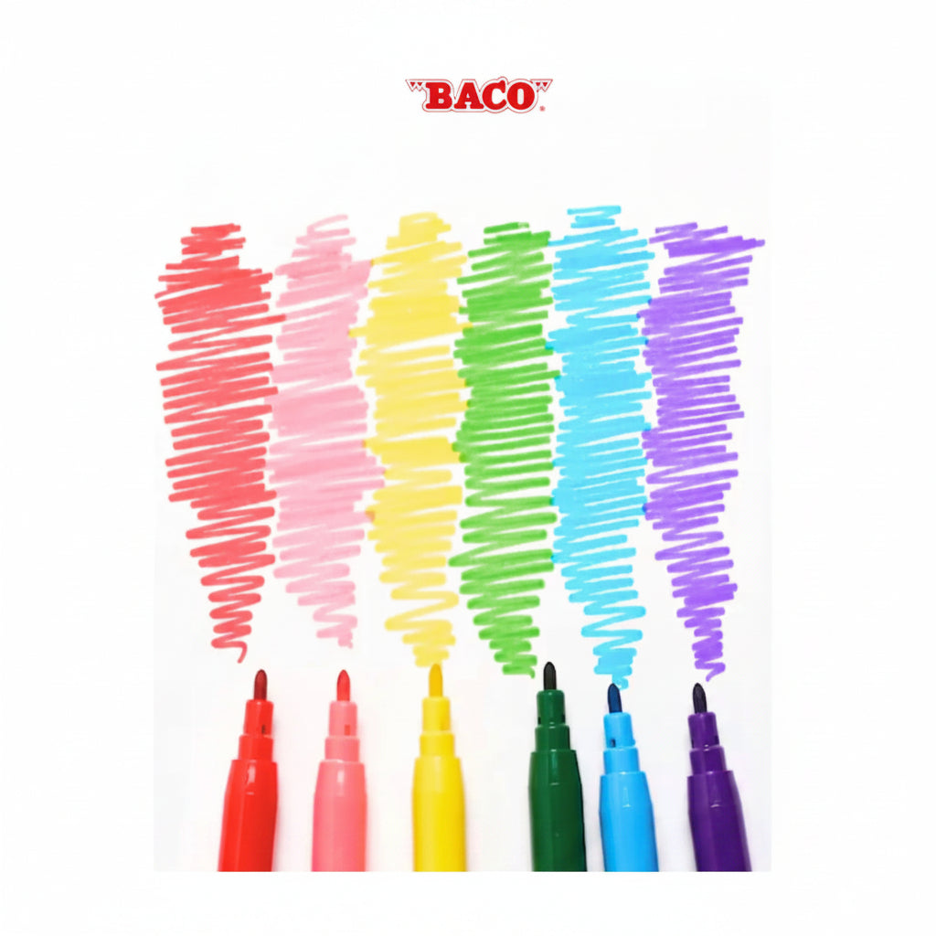 Marcador Base Agua Punto fino Bacoloretto Colores surtidos BACO 12 piezas