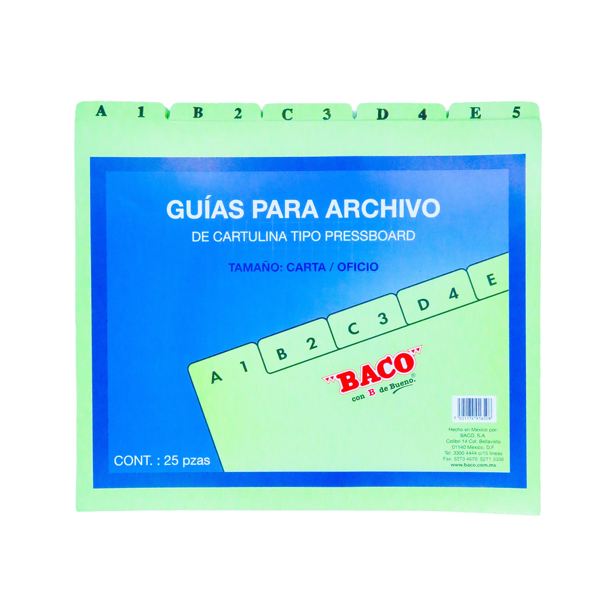 Juego de Guías para Archivo Tamaño Carta BACO 25 Piezas