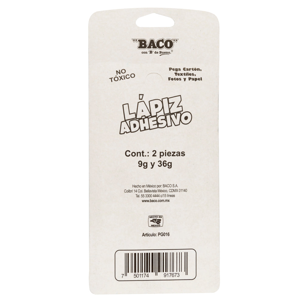 lápiz adhesivo de 36 gramos y 9 gramos con 2 piezas