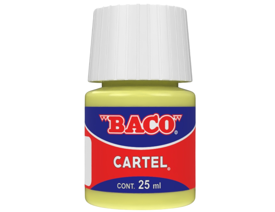 Pintura Escolar Lavable Baco Cartel 80 Amarillo Pastel 25 Ml | caja con 10 piezas