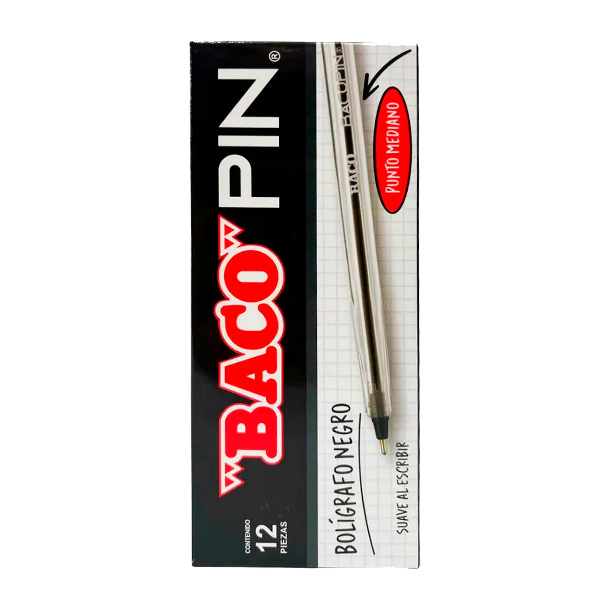Bolígrafo Bacopin Negro | Baco | caja C/12 piezas