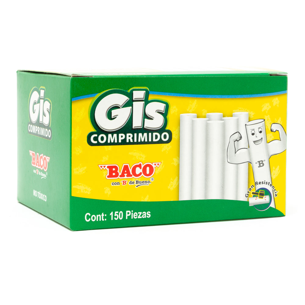 Gis Comprimido | Blanco | BACO | Caja con 50 piezas