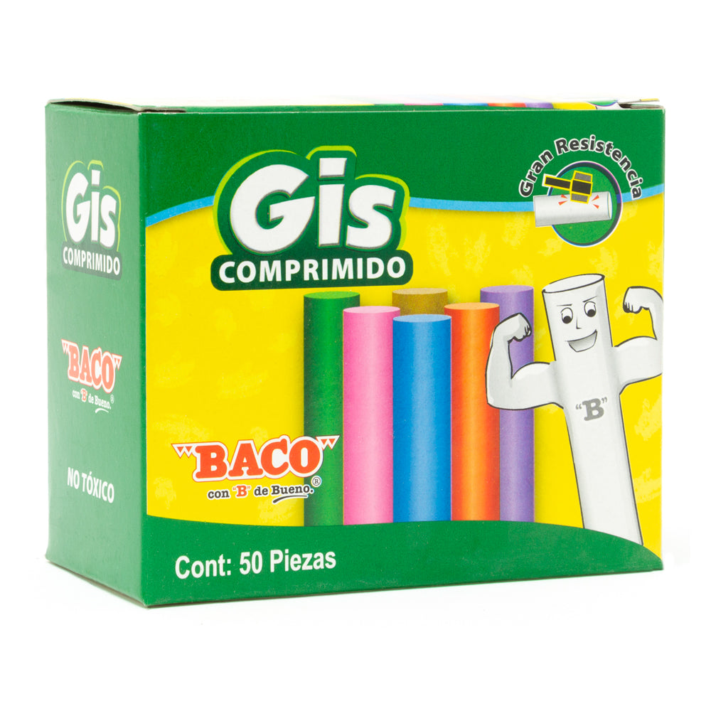 Gis Comprimido de Color | BACO | Caja con 50 piezas