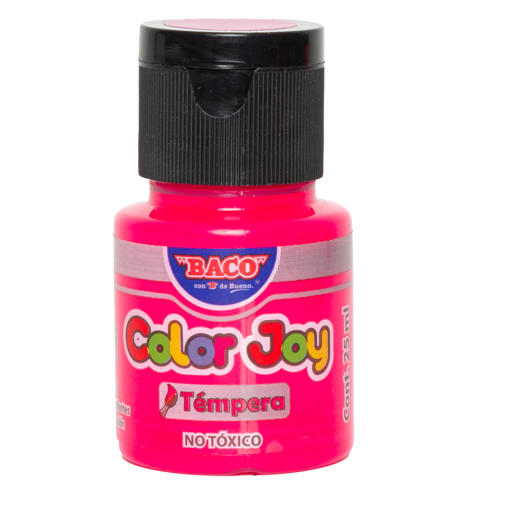 Pintura Témpera | Color Joy 07 Rosa Mexicano Fluorescente | BACO | 10 frascos de 25 ml c/u