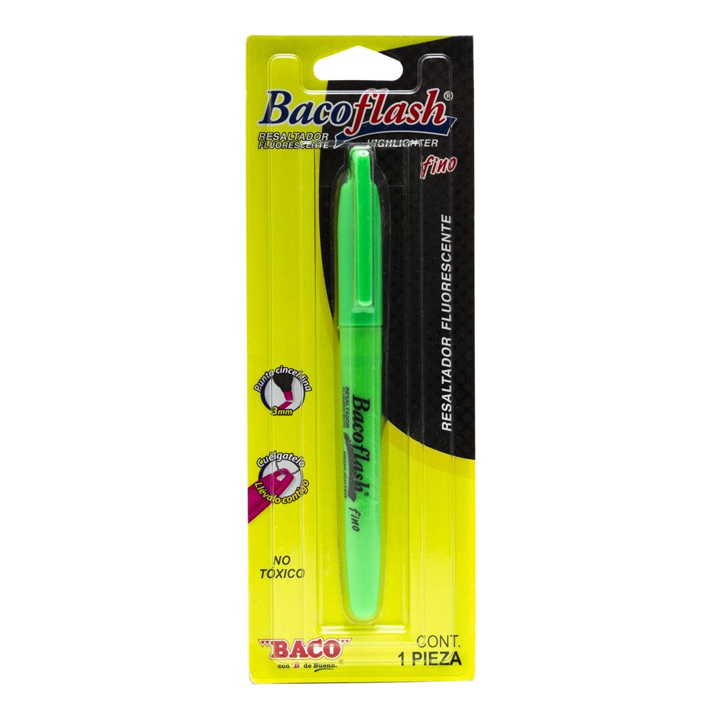 Resaltador Bacoflash Fino | Verde | BACO | 1 pza