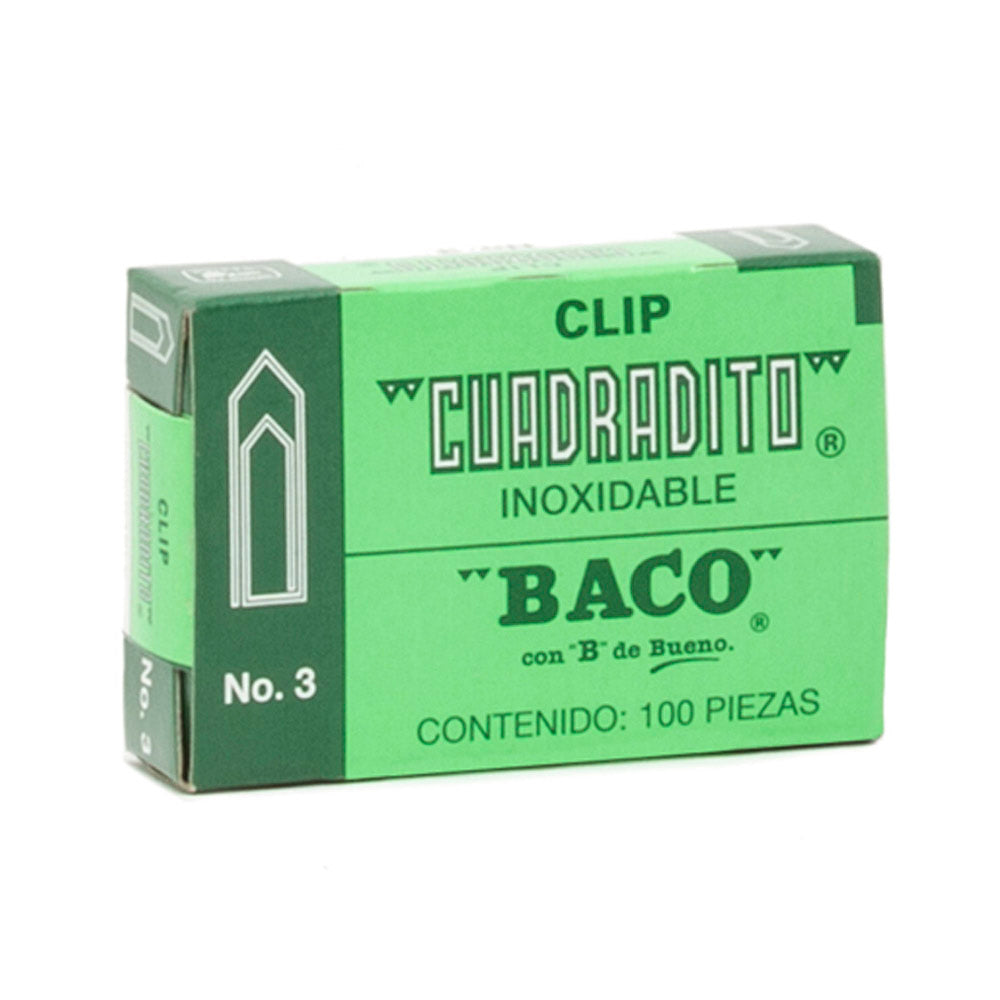 Clip | Cuadradito - #3 | BACO | caja c/ 100 piezas c/u