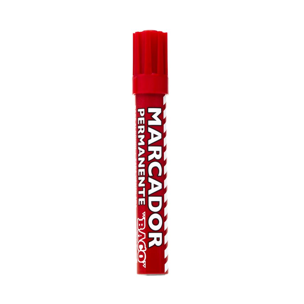 Marcador Permanente Aluminio | Rojo | BACO | 12 pzs